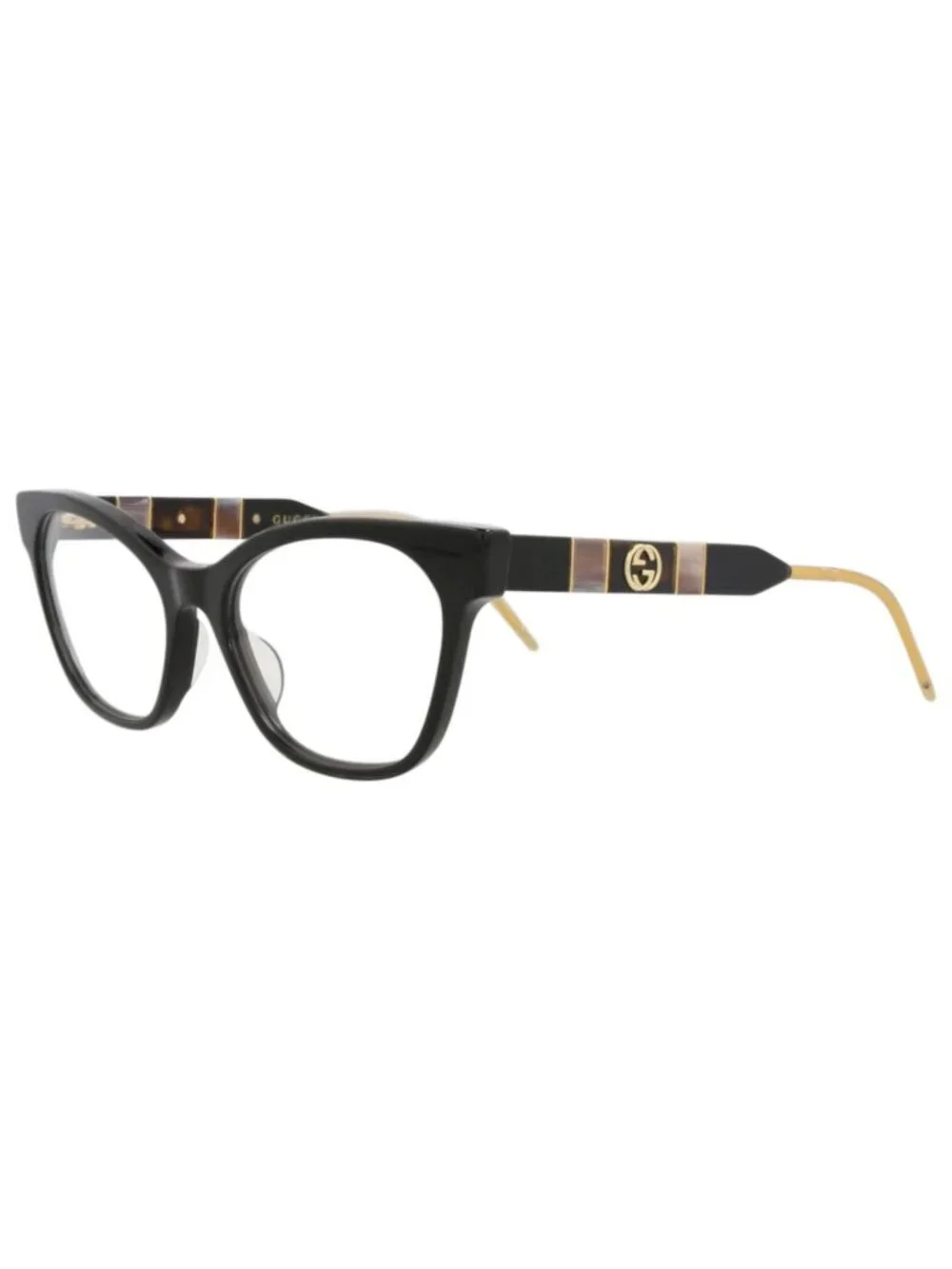 New Gucci Women's Eyeglasses Cat Eye Acetate Frame Black Black Transparent
